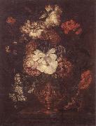 unknow artist Still life of Roses,Carnations,Daisies,peonies and convulvuli in a gilt vase,upon a stone ledge china oil painting artist